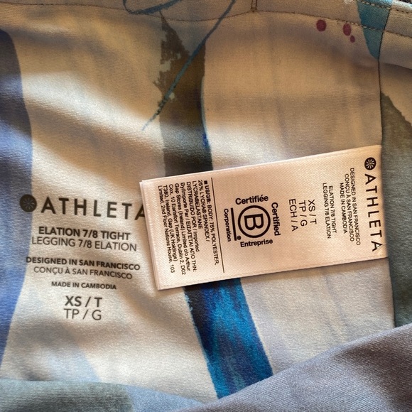 Athleta elation 7/8 tight Blue and Gray Patterned Leggings - Picture 3 of 10